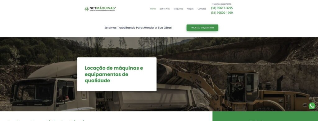 Criação do Site Net Maquinas Locação de Máquinas Pesadas