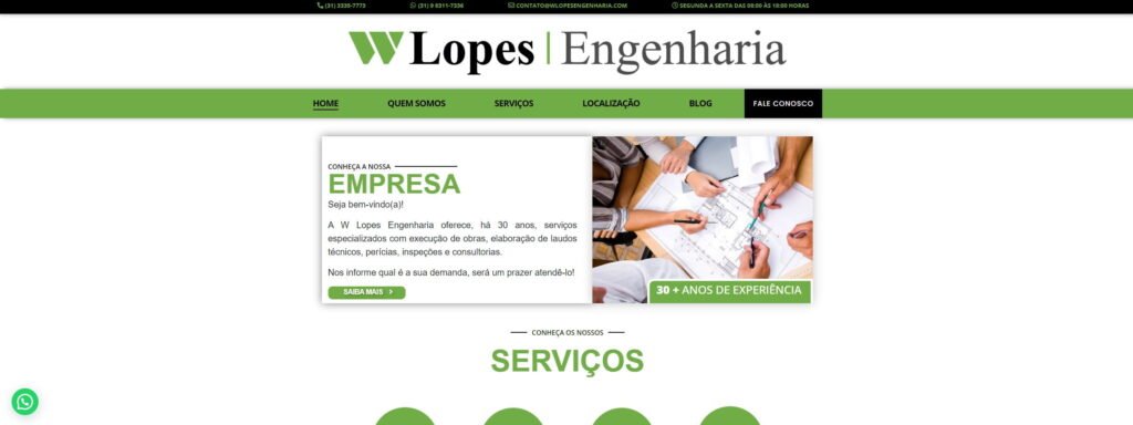 Criação do Site WLopes Engenharia