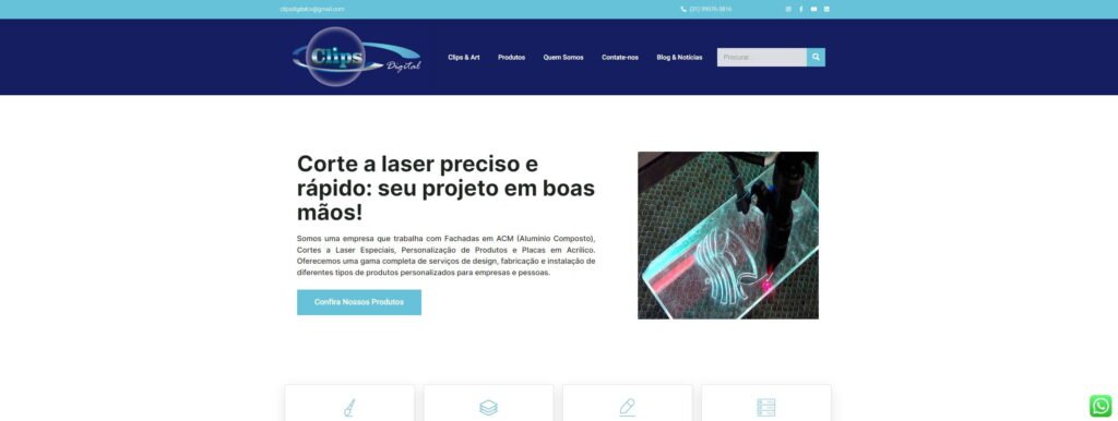 Criação da Vitrine Virtual Clips e Art Copiadora e Gráfica
