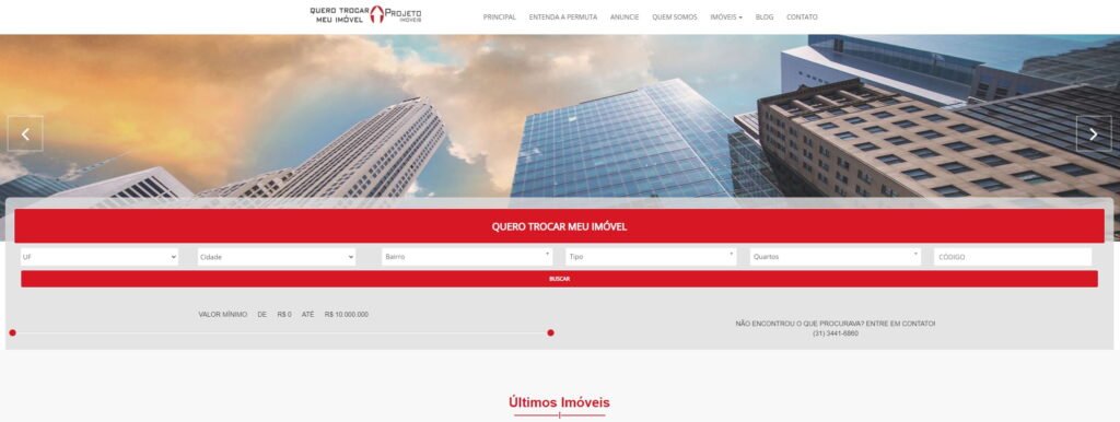 Criação do Site Quero Trocar meu Imóvel - Agência Digital HGX