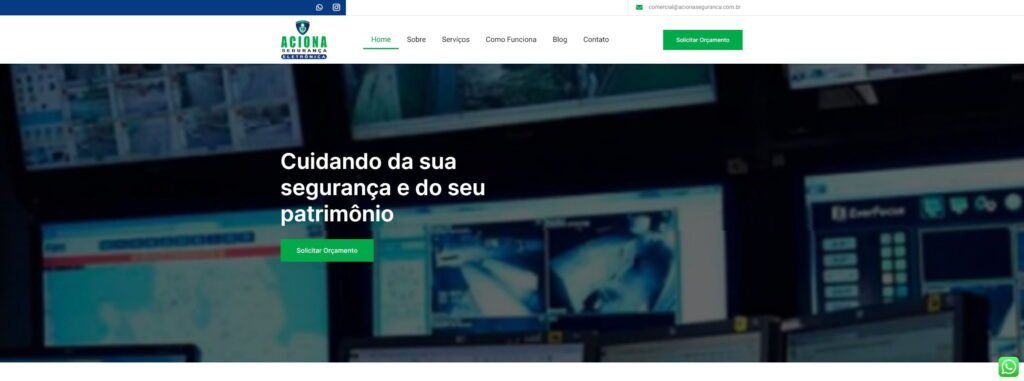 Criação do Site Aciona Segurança Eletrônica - Agência Digital HGX