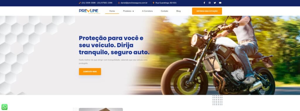 Criação do Site Prevline Corretora de Seguros - Agência Digital HGX