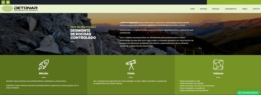Criação do Site Detonar Engenharia - Agência Digital HGX