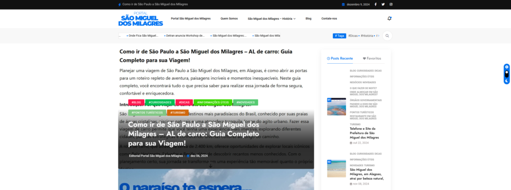 Criação do Site Portal São Miguel dos Milagres - Agência Digital HGX Criação de Sites e Marketing Digital