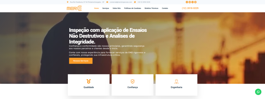 Criação do Site Mero Inspeções - Agência Digital HGX
