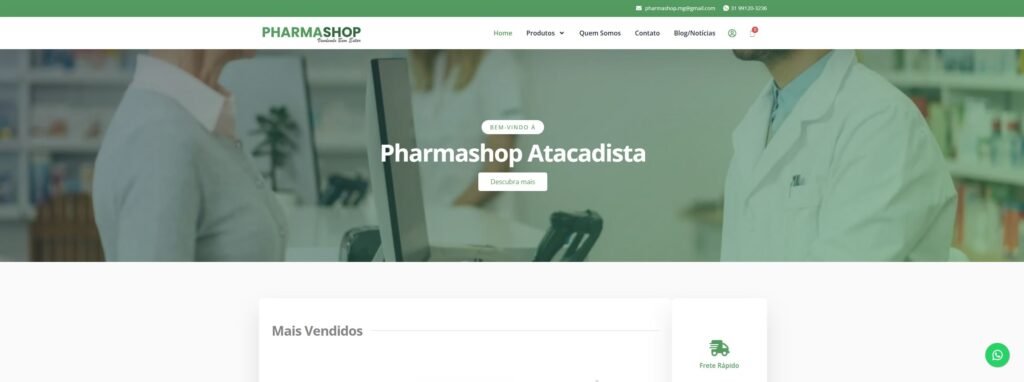 Criação da Loja Virtual Pharmashop Atacadista - Agência Digital HGX Criação de Sites Incríveis e Marketing Digital Inteligente